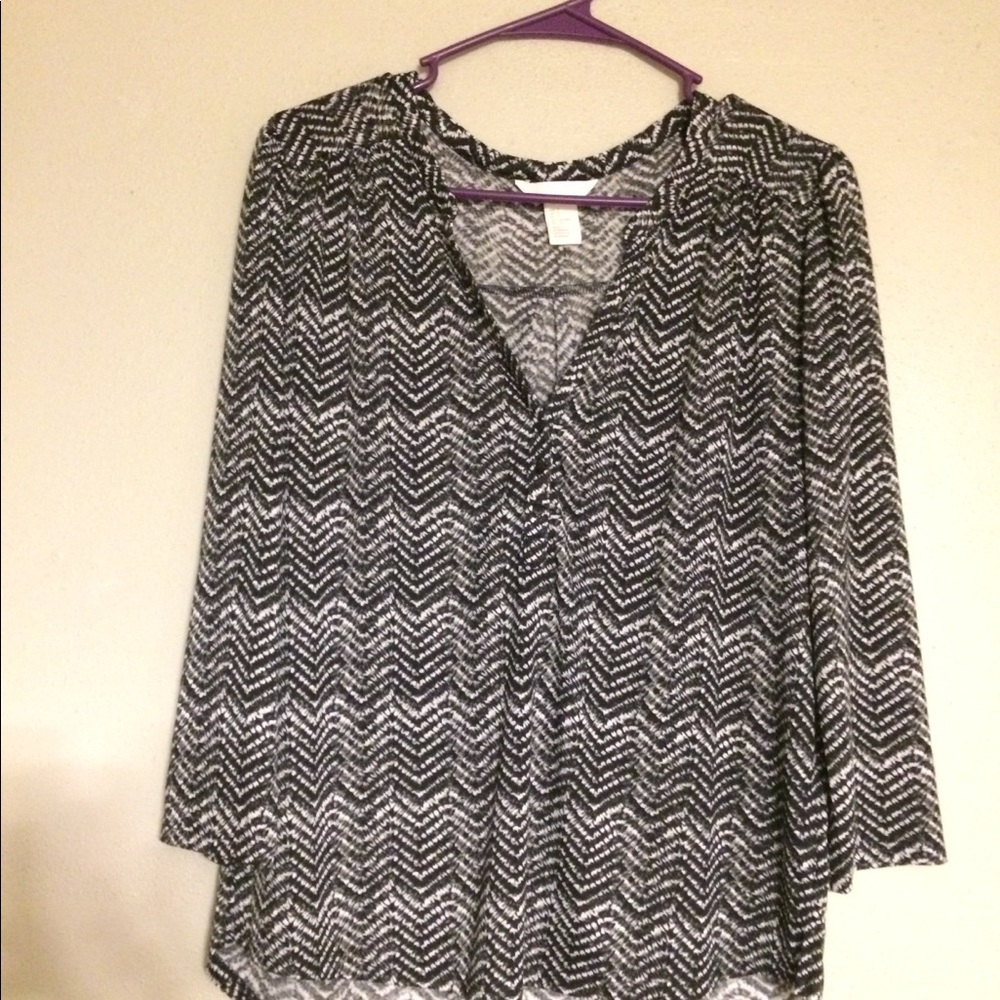 H&M Blouse Side Small Black and White